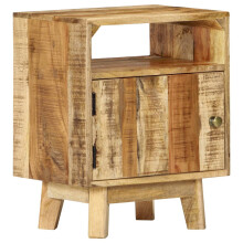 vidaXL Rough Mango Wood Bedside Table Wooden Nightstand Side Storage Cabinet