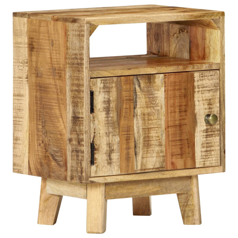 Vidaxl Rough Mango Wood Bedside Table Wooden Nightstand Side Storage Cabinet