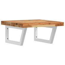 vidaXL Basin Shelf Wall Mounted Bathroom Countertop Steel & Solid Wood Acacia