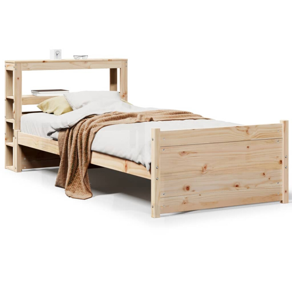 Vidaxl Bed Frame With Headboard Bed Base Bedstead 100X200 Cm Solid Wood Pine