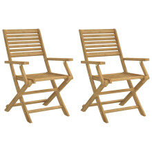 vidaXL Folding Garden Chairs Outdoor Dining Chair 2 pcs Solid Wood Acacia