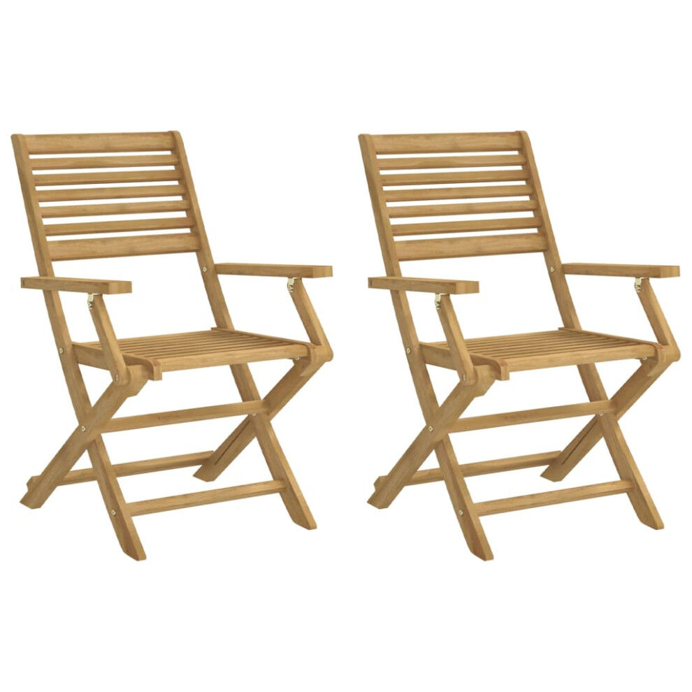 Vidaxl Folding Garden Chairs Outdoor Dining Chair 2 Pcs Solid Wood Acacia