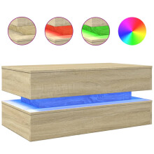vidaXL Coffee Table with LED Lights End Table Tea Side Sofa Table Sonoma Oak