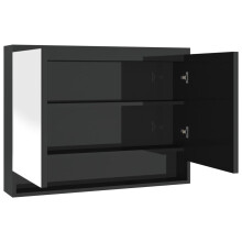 vidaXL Bathroom Mirror Cabinet MDF Shining Black Home Wall Storage Cabinet