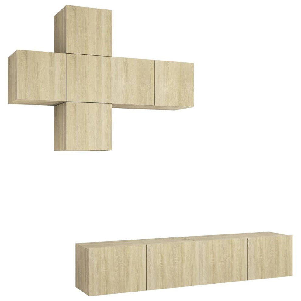 Vidaxl (Sonoma Oak, 60 Cm) Tv Cabinet Set 7 Piece Chipboard Living Room Multi Colours Multi Sizes