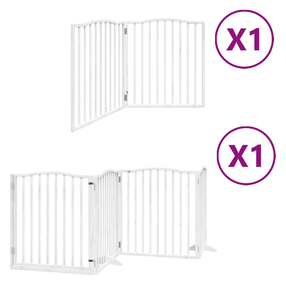 Photos - Dog Kennel VidaXL   Dog Gate with Door Foldable Dog Fence Pet Gate Dog Barrier Poplar Wood (white, 80 x 90 x 2 cm/ 6 pcs)