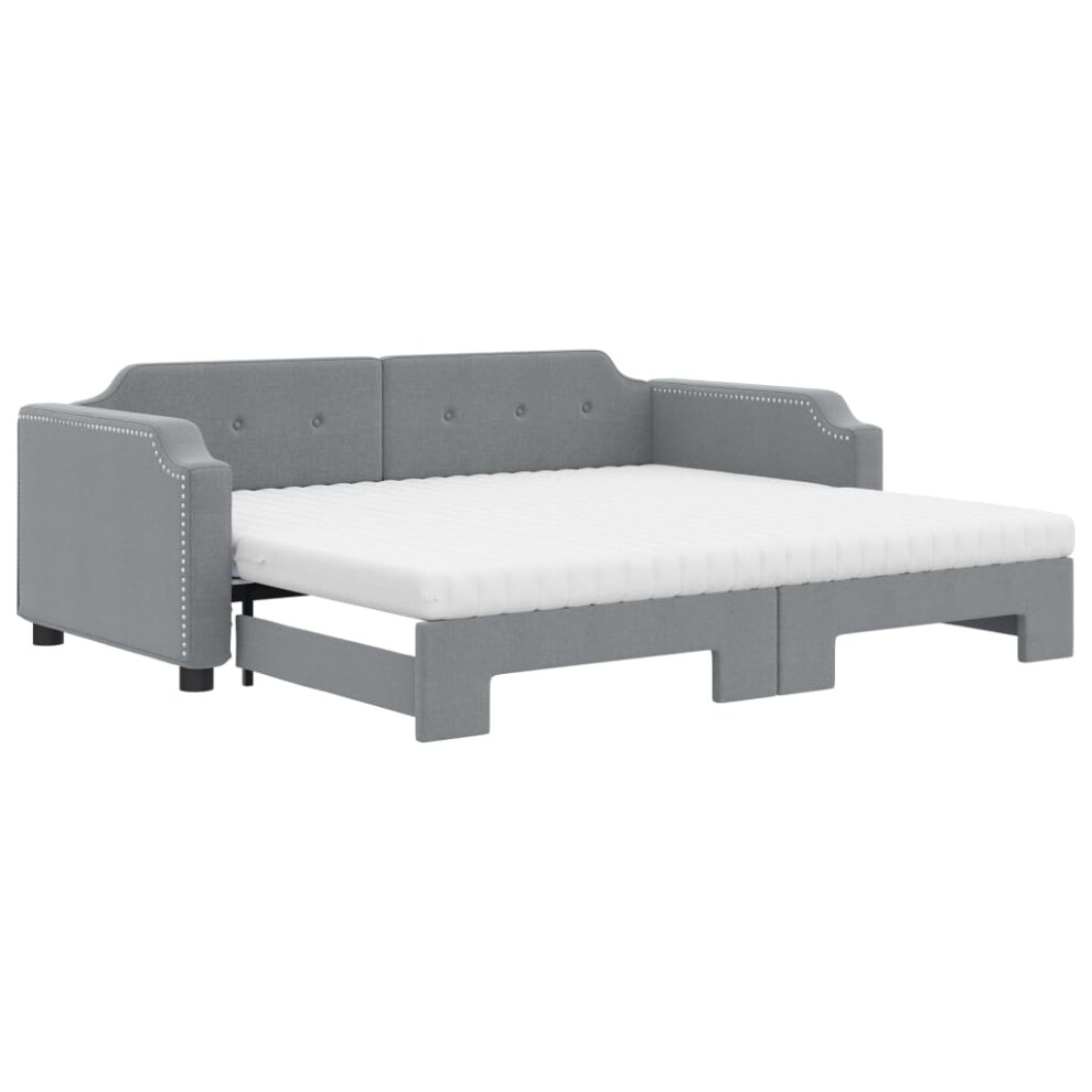 Vidaxl (Light Grey, Sofa With Trundle And Mattresses) Daybed Sofa Bed Guest Bed With Mattress Light Grey 90X190 Cm Fabric