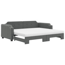 (dark grey, Sofa with Trundle and Mattresses) vidaXL Daybed Sofa Bed Guest Bed with Mattress Light Grey 90x190 cm Fabric