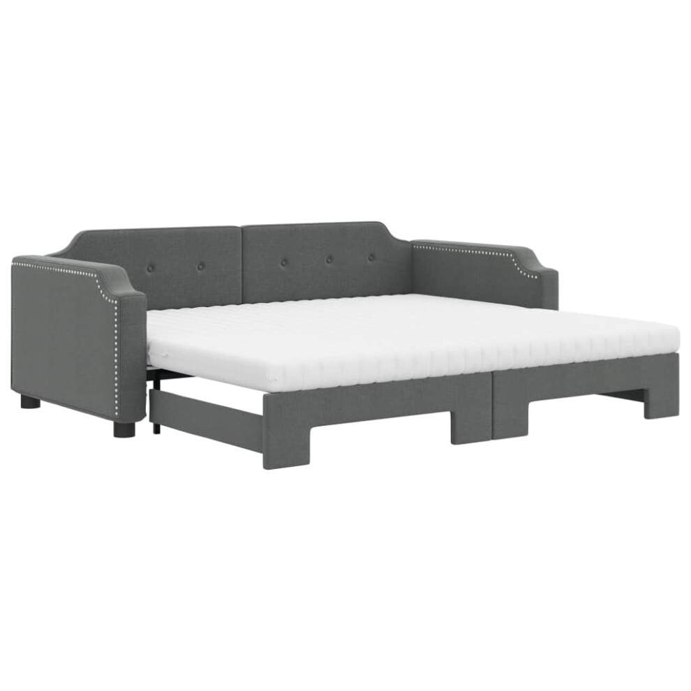 Vidaxl (Dark Grey, Sofa With Trundle And Mattresses) Daybed Sofa Bed Guest Bed With Mattress Light Grey 90X190 Cm Fabric