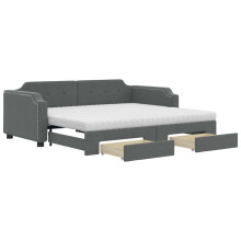 (dark grey, Sofa with Trundle and Drawers) vidaXL Daybed Sofa Bed Guest Bed with Mattress Light Grey 90x190 cm Fabric