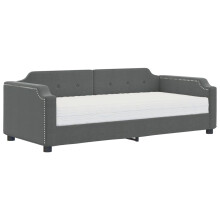 (dark grey, Sofa with Mattress) vidaXL Daybed Sofa Bed Guest Bed with Mattress Light Grey 90x190 cm Fabric