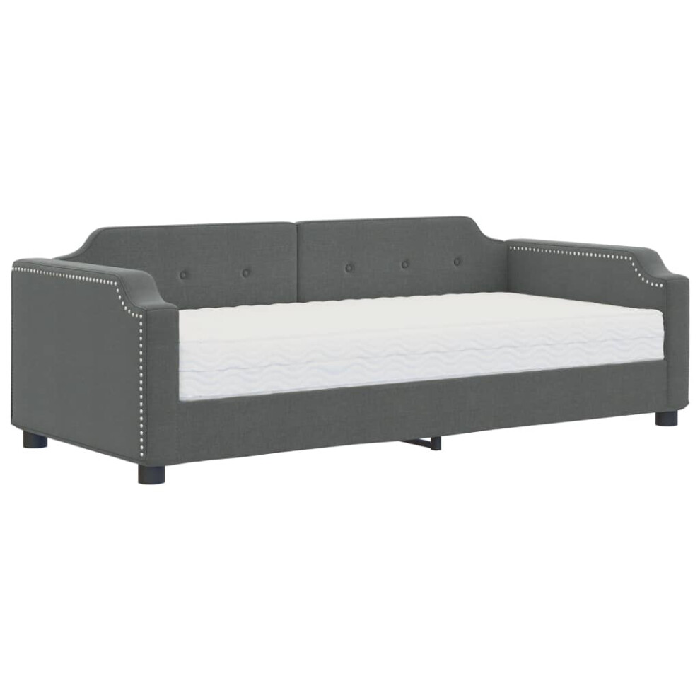 Vidaxl (Dark Grey, Sofa With Mattress) Daybed Sofa Bed Guest Bed With Mattress Light Grey 90X190 Cm Fabric