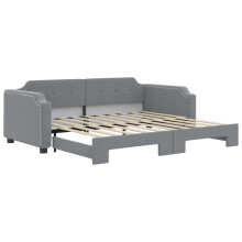(light grey, Sofa with Trundle) vidaXL Daybed Sofa Bed Guest Bed with Mattress Light Grey 90x190 cm Fabric