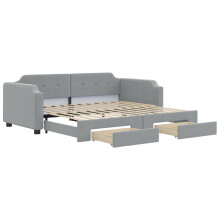 (light grey, Sofa  with Trundle and Drawers) vidaXL Daybed Sofa Bed Guest Bed with Mattress Light Grey 90x190 cm Fabric
