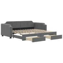 (dark grey, Sofa with Trundle and Drawers) vidaXL Daybed Sofa Bed Guest Bed with Mattress Light Grey 90x190 cm Fabric