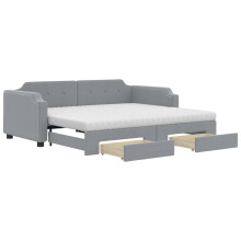 (light grey, Sofa with Trundle and Drawers) vidaXL Daybed Sofa Bed Guest Bed with Mattress Light Grey 90x190 cm Fabric