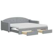 (dark grey, Sofa Trundle and Drawers) vidaXL Daybed Sofa Bed Guest Bed with Mattress Light Grey 90x190 cm Fabric