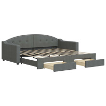 (dark grey, Sofa Trundle and Drawers) vidaXL Daybed Sofa Bed Guest Bed with Mattress Light Grey 90x190 cm Fabric