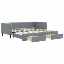(light grey, Sofa Trundle and Drawers) vidaXL Daybed Sofa Bed Guest Bed with Mattress Light Grey 90x190 cm Fabric