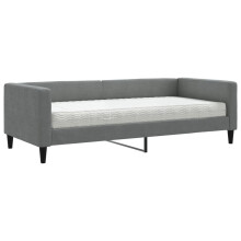 (dark grey, Sofa Mattress) vidaXL Daybed Sofa Bed Guest Bed with Mattress Light Grey 90x190 cm Fabric