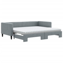 (light grey, Sofa Trundle and Mattresses) vidaXL Daybed Sofa Bed Guest Bed with Mattress Light Grey 90x190 cm Fabric