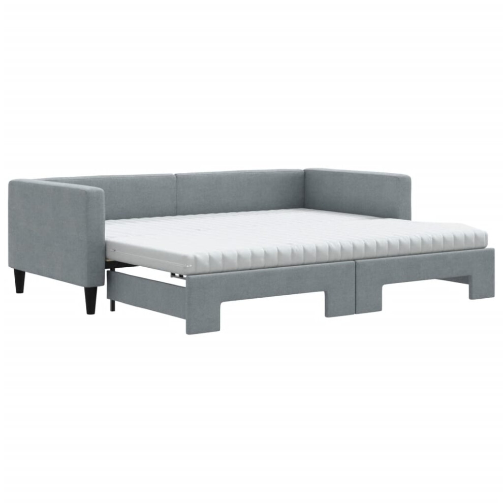 Vidaxl (Light Grey, Sofa Trundle And Mattresses) Daybed Sofa Bed Guest Bed With Mattress Light Grey 90X190 Cm Fabric