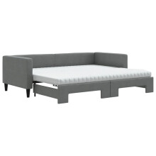 (dark grey, Sofa Trundle and Mattresses) vidaXL Daybed Sofa Bed Guest Bed with Mattress Light Grey 90x190 cm Fabric