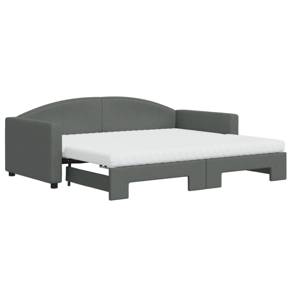 Vidaxl (Dark Grey, Trundle And Mattresses Sofa Bed) Daybed Living Room Sofa Bed Sofa Bed Guest Bed Sleeper Sofa Fabric