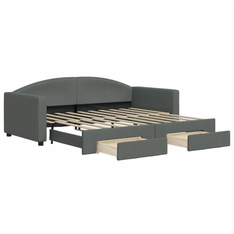 Vidaxl (Dark Grey, Trundle And Drawers Sofa Bed) Daybed Living Room Sofa Bed Sofa Bed Guest Bed Sleeper Sofa Fabric