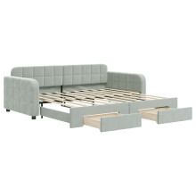 (light grey, Sofa Trundle and Drawers) vidaXL Daybed Living Room Sofa Bed Sofa Bed Guest Bed Sleeper Sofa Velvet