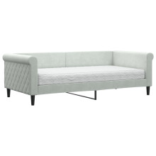 (light grey, Mattress Sofa) vidaXL Daybed with Mattress Sofa Bed Guest Bed Blue Light Grey 90x190 cm Velvet
