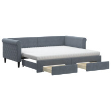 (dark grey, Trundle and Drawers Sofa) vidaXL Daybed with Mattress Sofa Bed Guest Bed Blue Light Grey 90x190 cm Velvet