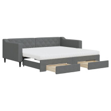 (dark grey, Sofa Trundle and Drawers) vidaXL Daybed Sofa Bed Guest Bed with Mattress Light Grey 90x190 cm Fabric