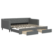 (dark grey, Sofa Trundle and Drawers) vidaXL Daybed Sofa Bed Guest Bed with Mattress Light Grey 90x190 cm Fabric