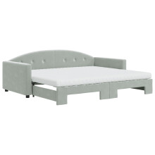 (light grey, Sofa Bed Trundle and Mattresses) vidaXL Daybed Sofa Bed Guest Bed with Mattress Light Grey 90x190 cm Velvet
