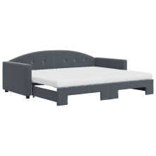 (dark grey, Sofa Bed  Trundle and Mattresses) vidaXL Daybed Sofa Bed Guest Bed with Mattress Light Grey 90x190 cm Velvet