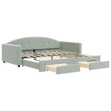 (light grey, Sofa Bed Trundle and Drawers) vidaXL Daybed Sofa Bed Guest Bed with Mattress Light Grey 90x190 cm Velvet