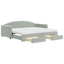 (light grey, Sofa Bed Trundle and Drawers) vidaXL Daybed Sofa Bed Guest Bed with Mattress Light Grey 90x190 cm Velvet