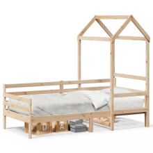 (natural) vidaXL Day Bed with Roof Sofa Bed Daybed Guest Bed 80x200 cm Solid Wood Pine