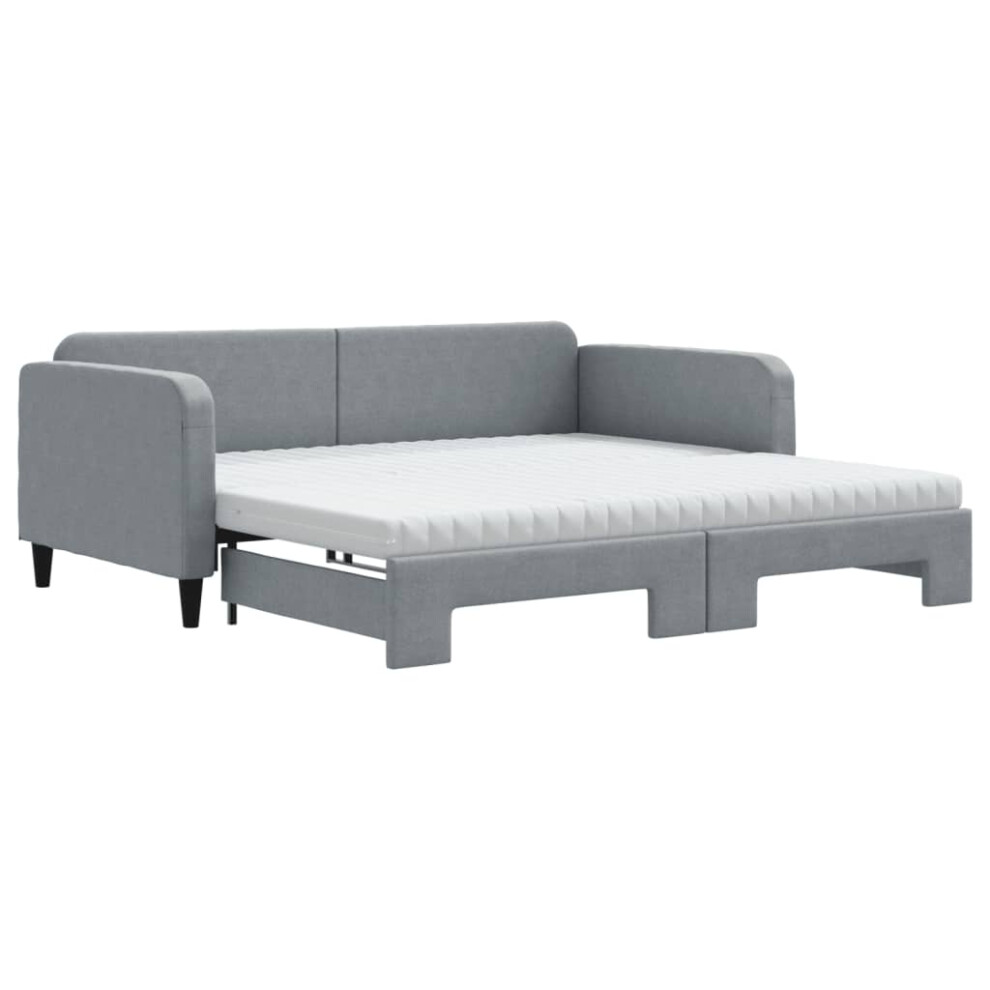 Vidaxl (Light Grey, Sofa Trundle And Mattresses) Daybed With Mattress Sofa Bed Guest Bed Light Grey 90X190 Cm Fabric