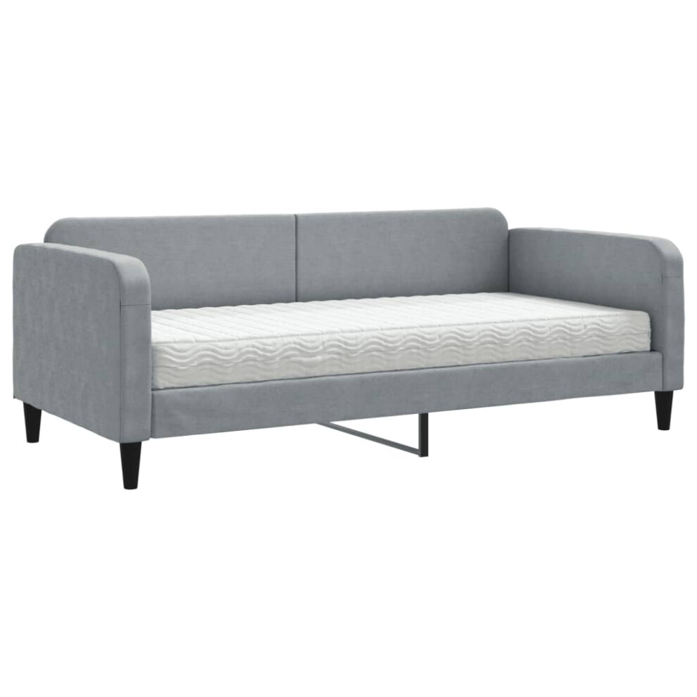 Photos - Bed VidaXL Daybed with Mattress Sofa Guest Light Grey 90x190 cm Fabric (light grey, Mattress Sofa)