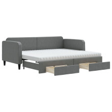 (dark grey, Sofa Trundle and Drawers) vidaXL Daybed with Mattress Sofa Bed Guest Bed Light Grey 90x190 cm Fabric