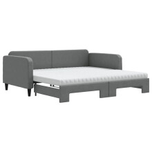 (dark grey, Sofa Trundle and Mattresses) vidaXL Daybed with Mattress Sofa Bed Guest Bed Light Grey 90x190 cm Fabric