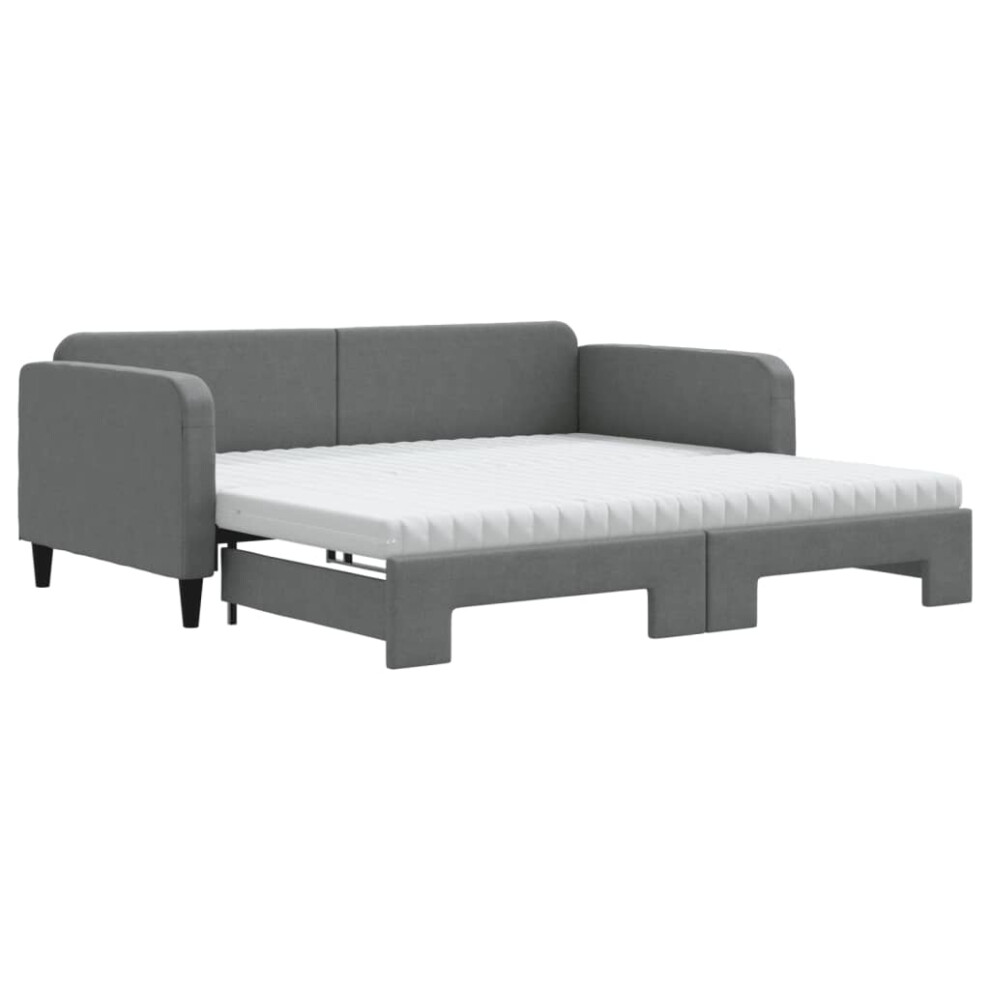 Photos - Bed VidaXL   Daybed with Mattress Sofa  Guest  Light Grey 90x190 cm Fabric (dark grey, Sofa Trundle and Mattresses)