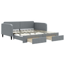(light grey, Sofa Trundle and Drawers) vidaXL Daybed with Mattress Sofa Bed Guest Bed Light Grey 90x190 cm Fabric