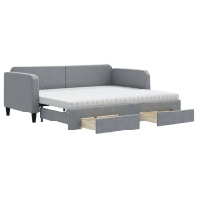 (light grey, Sofa Trundle and Drawers) vidaXL Daybed with Mattress Sofa Bed Guest Bed Light Grey 90x190 cm Fabric