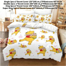 (Yellow, Single(135x200cm)) Pooh Winnie The Comforter Bedding Sets Quilt Cover Bed Duvet Home Case Decor