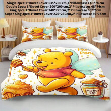 (White, Double(200x200cm)) Pooh Winnie The Comforter Bedding Sets Quilt Cover Bed Duvet Home Case Decor