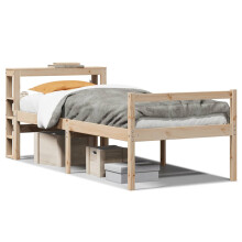 (natural, 90 x 200 cm) vidaXL Senior Bed with Headboard Children Bed Frame Bunk Bed Solid Wood Pine