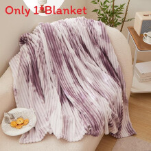 (Mist Purple, 200x230cm) Dyeing Flannel Tie Blanket With Plush Material For Bedroom And Living Decor Room